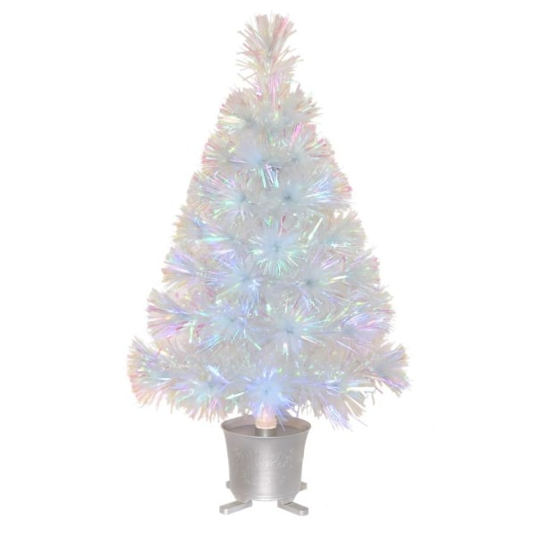 Mini  Fiber Optik Bordplade Kunst Jule Træ med LED lys Sølv Base Xmas Bord Plade Træ