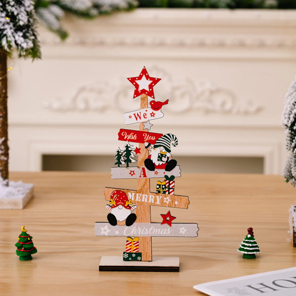 Trä Skrivbord Jul Träd Jultomte Gör-det-själv Dekoration Jul Skylt Plack Jul Hem Inredning