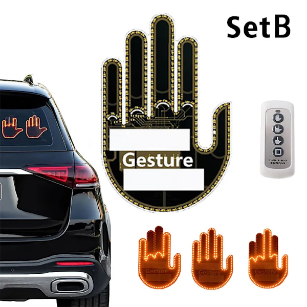Universaali Hauska Auto Keskisormi LED Valo  Kaukosäätimellä Auto Aparaatti & Road Rage Sign Hauska taka ikkuna kyltti auto lisävarusteet