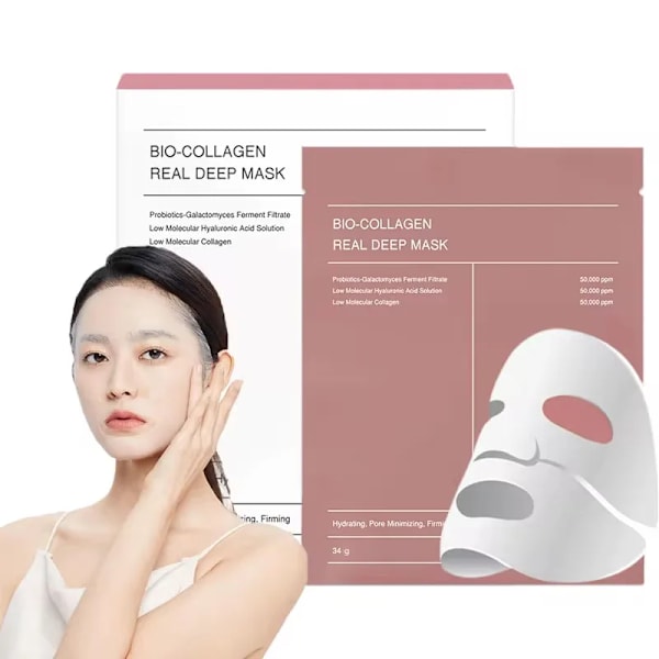 4 bitar Absorberbar Bio-kollagen Äkta Djup Mask Natt Fuktgivande Mask