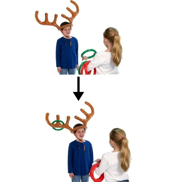 Jul Spel Uppblåsbar Tomten Rolig Ren Horthorn Hatt Ring Toss Jul Utomhus Uppblåsta leksaker