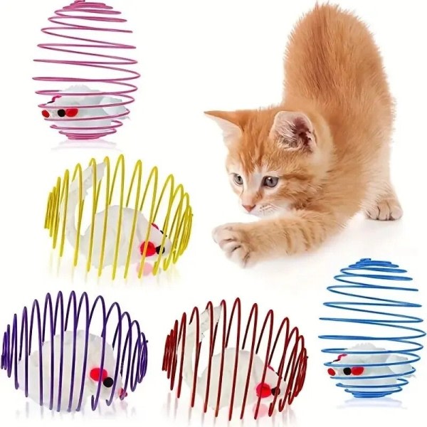 Kissa lelu pallot hauskat joustavat kissanpentu jouset lelut interaktiivinen häkki rotat pyörivä kissa pallot satunnainen 3 osaa