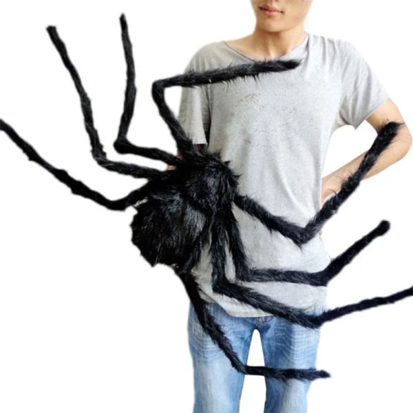 200 CM Enorm Halloween Edderkopp Oversized Plysj Svart Edderkopp Halloween Fest Dekorasjon