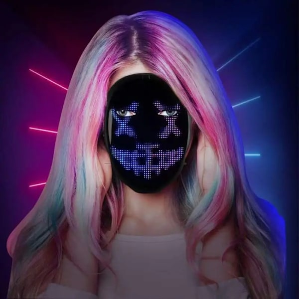 Bluetooth APP Kontrol Smart LED Ansigtsmasker Programmerbar Skift Ansigt Gør det selv Fotos