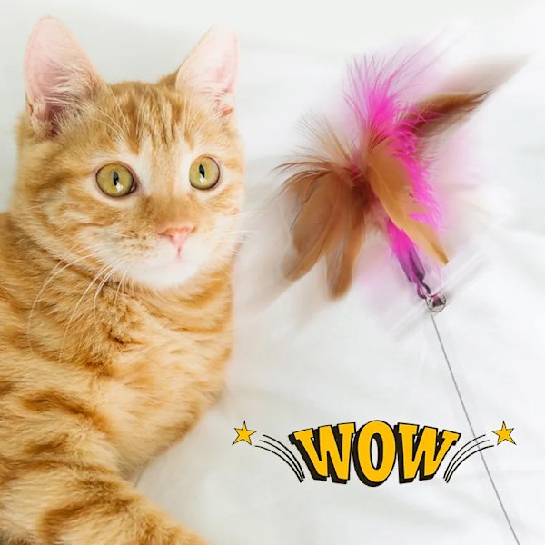 Interaktiv Katt Leksaker Rolig Fjäder Teaser Stick med Block Djur halsband Kattunge Leka Teaser Trev Träningsleksaker för katter tillbehör