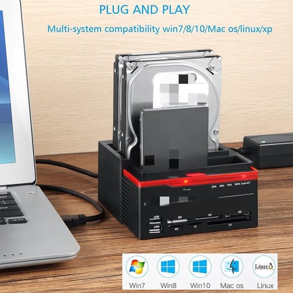 Hård Disk Dockning Station Hård Disk Kåpa HDD SSD Extern HD Kort Läsare USB Hub