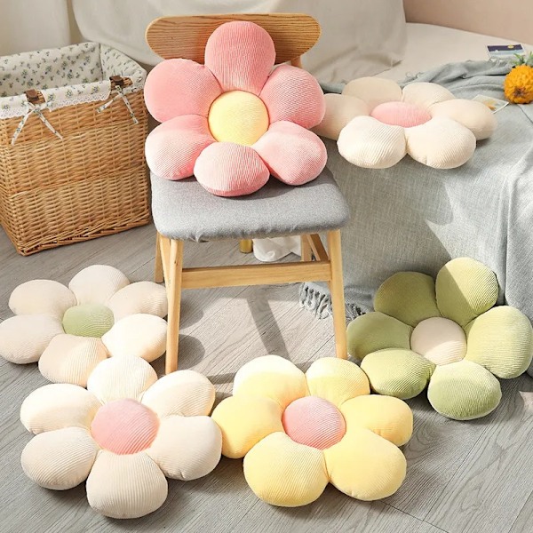 Fargerike blomster plysj pute plante kronblad pute utstoppede leker for jenter baby hjem innredning