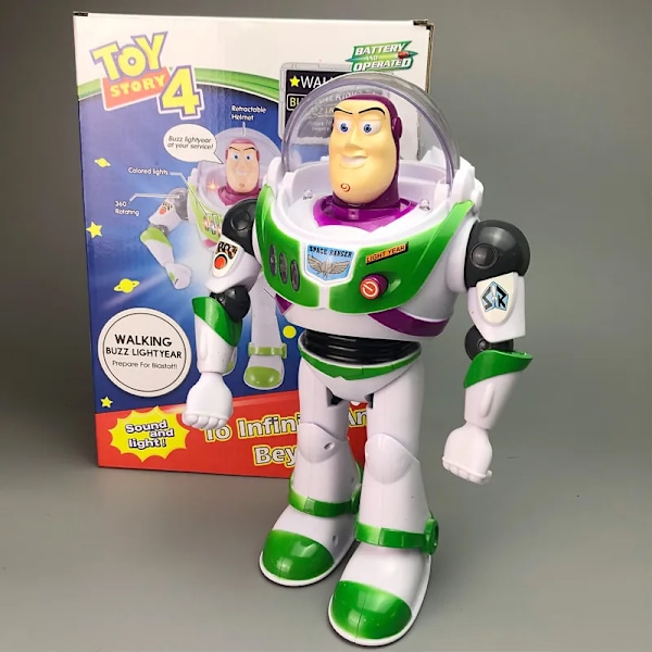 Woody Buzz Lightyear musik lys med vinger dukke action figur legetøj