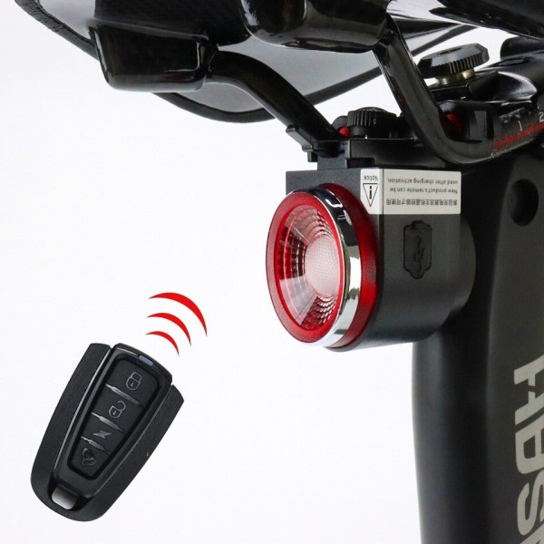 Cykel Bak Lampa Broms Ljus Inbrott Larm Fjärr Ring Trådlös Kontroll USB Ladda LED Lantern