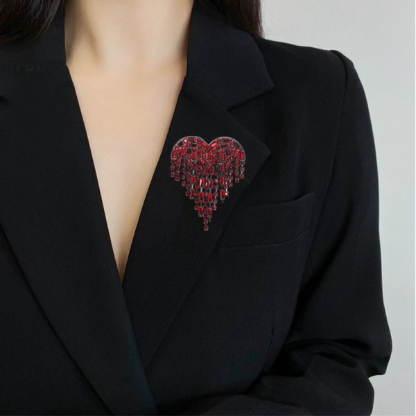 Lyx smycken för kläder blod svart strass hjärta form slag nålar