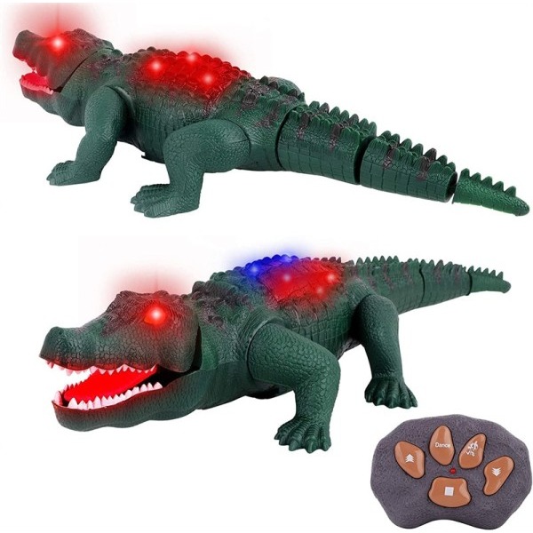 Fjernbetjening Kontrol Alligator Med LED Lys Gående Brølende Lyd Elektrisk Krokodille RC Legetøj