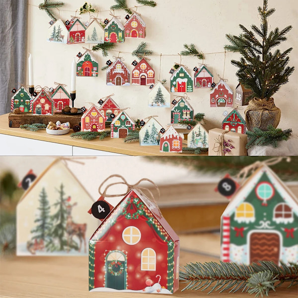 jul godis box hus form present lådor god jul dekorationer