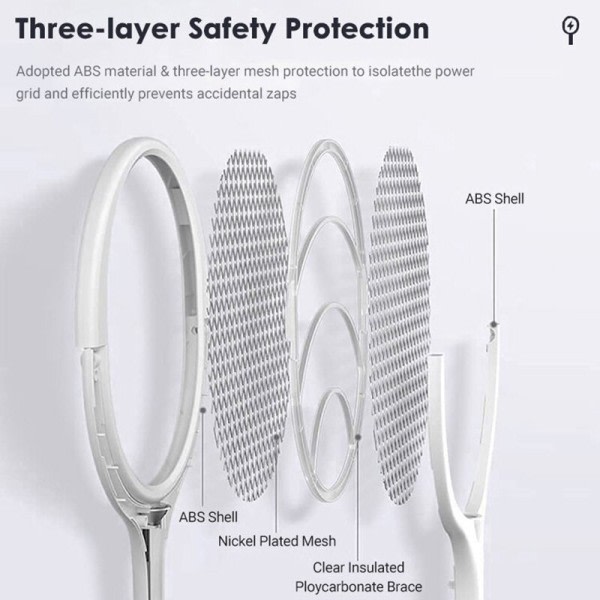 Rask lading racket Kill Fly Bug Sikkerhet ABS Justerbar Elektrisk Mygg Swatter