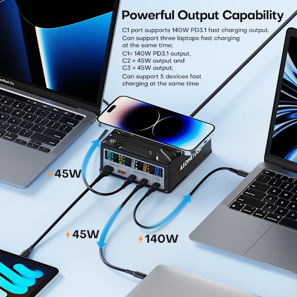 260W GaN lader Digital Display Desktop USB Type C lader