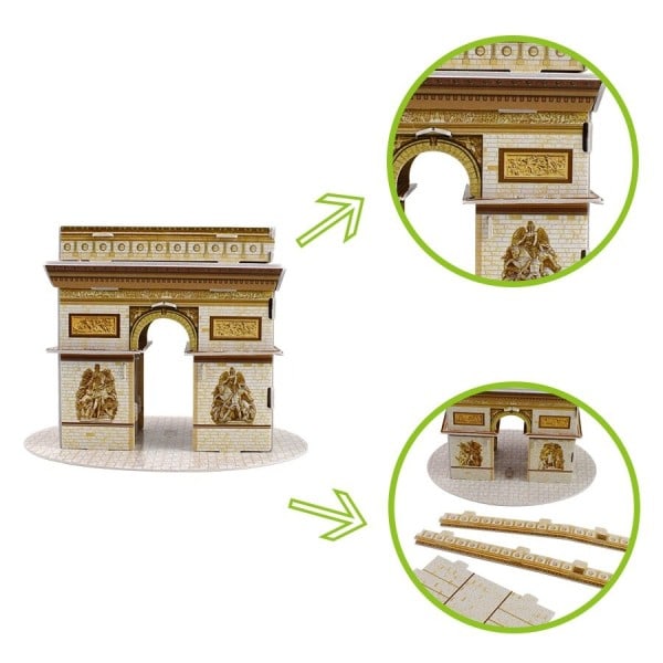 3D Puslespil Papir Bygning Model Legetøj til børn Gør-det-selv Arc de Triomphe Berømte Seværdigheder Pap Model Kit