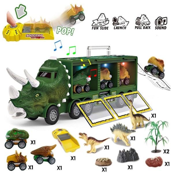 Dinosaur Transport Legetøj Lastbil Træk Tilbage Køretøjer Dino Container Opbevaring Bil