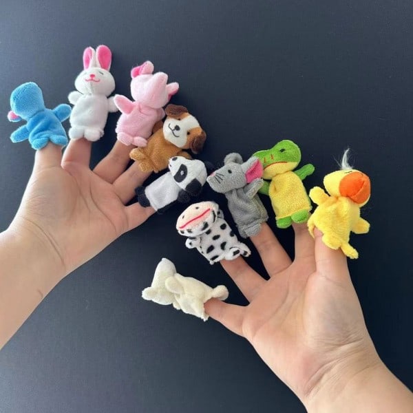 Tecknad Hand docka Finger Pocket Bebis Barn Berättelse Tidig Utbildning Lugnande Docka Plysch leksak