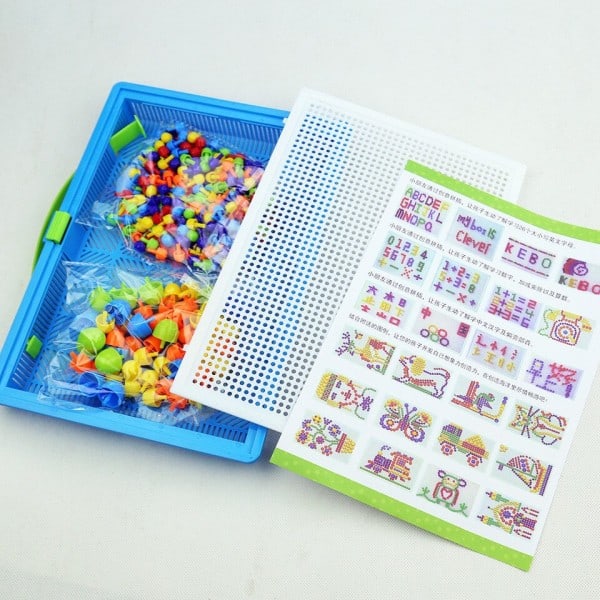 Lådpackad Säd Svamp Spik Pärlor Intelligent 3D Pussel Spel Jigsåg Bräde