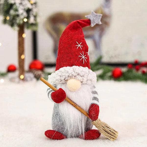 Gnome Ornamentti Joulu koristeet Luova Kasvoton nukke Luudalla Uusi vuosi Koti pöytä ikkuna koristelu