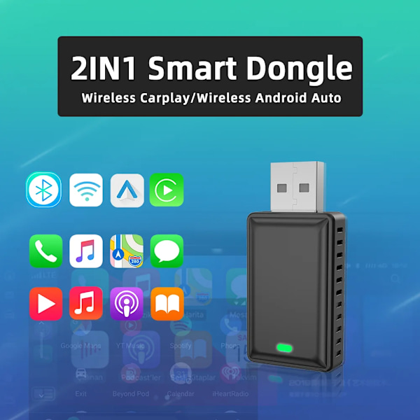 Trådløs Carplay Android Auto Trådløs Adapter Smart Dongle 2in 1 2,4G & 5,8Ghz WiFi BT Auto Connect Plug&Play For Wired AA  CP