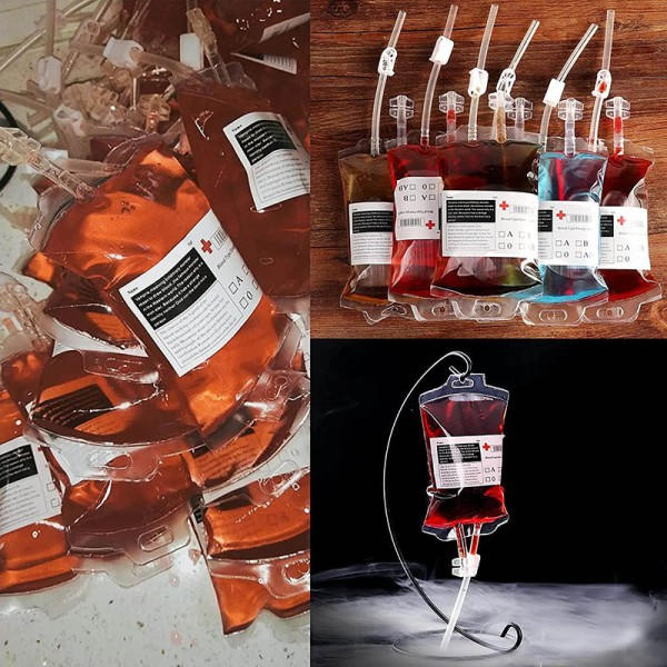 10st/lot 350ml Halloween Blod påse För Drycker PVC Dricka påsar Vampyr Tema Fest Rekvisita
