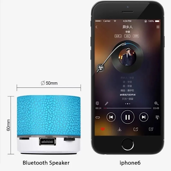 Bluetooth Mini Høyttaler Trådløs Høyttaler Fargerike LED TF Kort USB Subwoofer