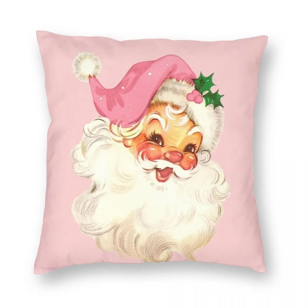 Vintage Julemand Pink Pude Betræk Pudebetræk Børn Gave Tegnefilm Jule Print Sofa Pudebetræk