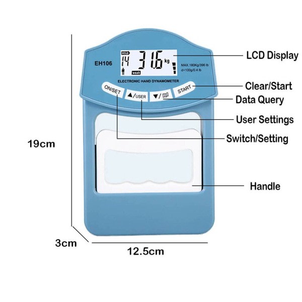 Digital Hand Dynamometer Grip Styrke Måling Meter Auto Capturing Elektronisk Hand Grip Power