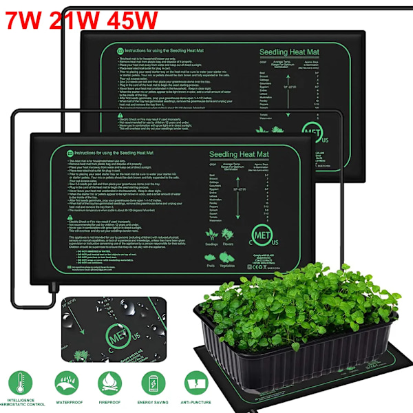 50 CM frøplante varme matte innendørs planter spiring vanntett varme pute