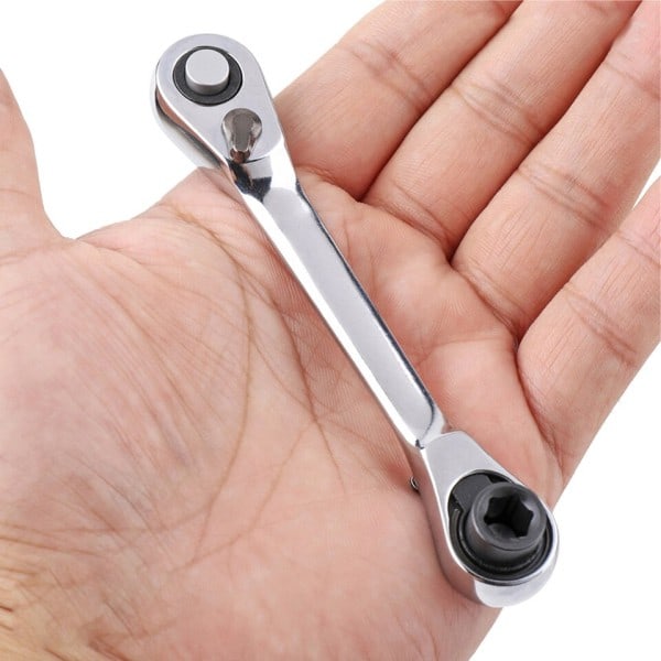 Mini 1/4tommer Dobbel Ended Quick Socket Ratchet Nutch Stang Skrutrekker Bit Hånd verktøy