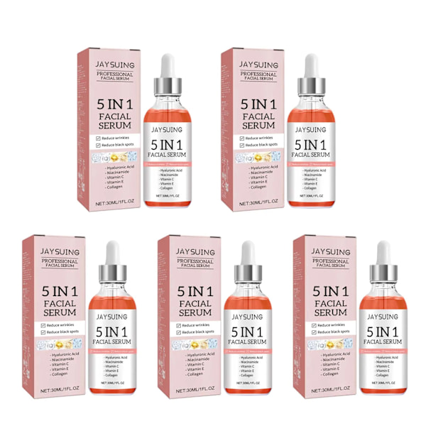 5 In 1 Ansigtsbehandling Serum Fade Fine Linjer Opstrammende Skin Shrink Porer Fugtgivende Ansigt Serum