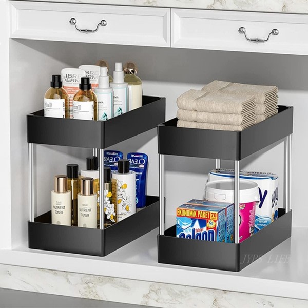 Under Sink Förvaring Arrangör 2 nivå Låda Mångsidigt ställ