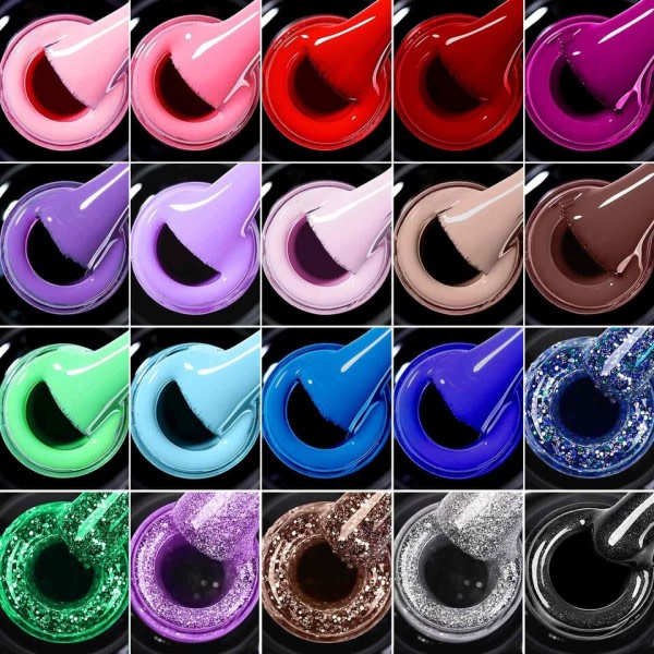 Pack 20 Färger Gel Nagellack Multi-color UV/LED Gel Matt Topp Bas Coat Professionals Nagelkonst