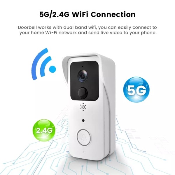 5G 2.4G WiFi Video Dörrklocka 1080P Tuya Smart Utomhus Trådlös Intercom Vattentät Trådlös Kamera med AC/DC Strömförsörjning