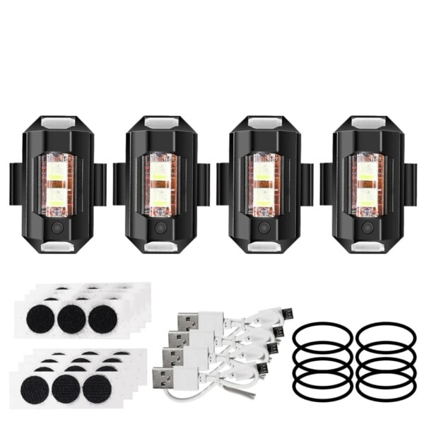 Universal Led Aircraft Strobe Lights Motorcykel Anti-kollisions Advarsel Lys med USB Opladning