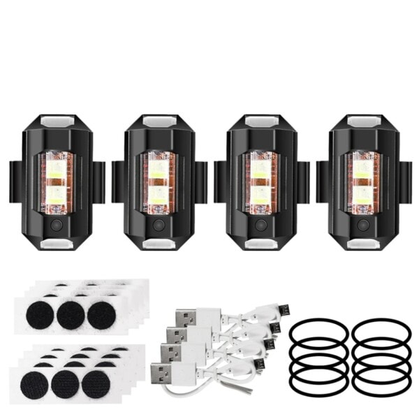 Universal Led Flygplan Strobe Lights Motorcykel Anti-kollision Varning Ljus med USB laddning