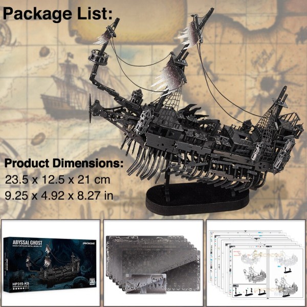 3D Metal Puslespil Gaver Abyssal Ghost Pirat Skib Model Bygningssæt Gør det selv legetøj