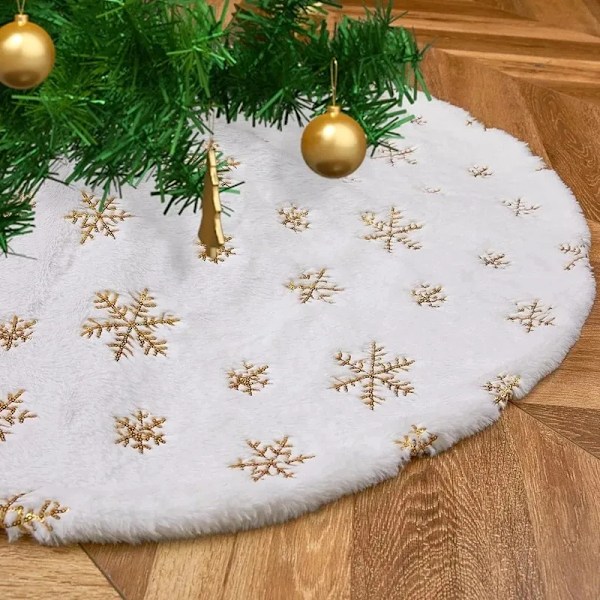 Jul tre skjørt dekor hvit plysj pels jul tre base matte trekk god jul pynt