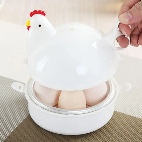 Kök Ägg Ångkokare Kyckling Formad Mikrovågsugn 4 Ägg Panna Spis Portabel Kök Matlagning Vitvaror Ångkokare