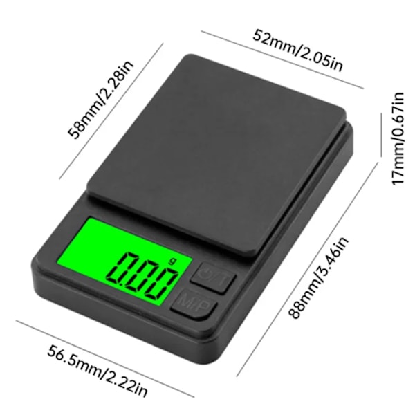 Fick Våg 1000g X 0,01g - Digital Bakgrundsbelyst LCD Mini Våg