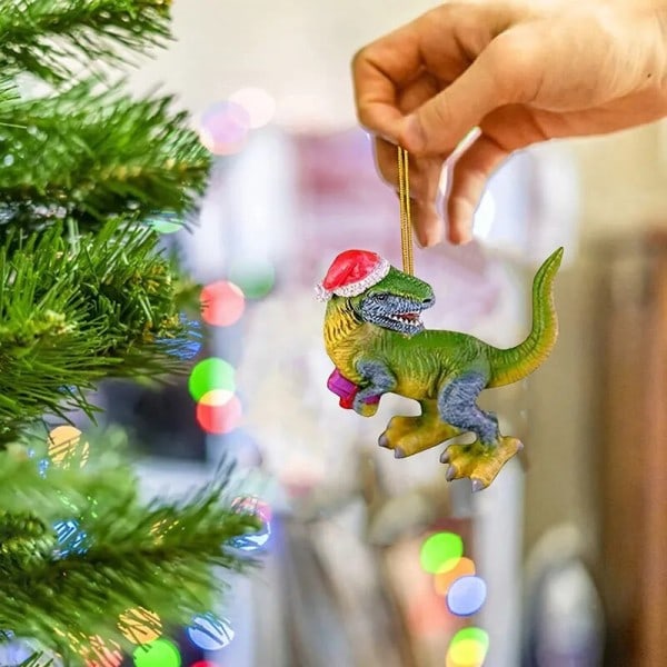 Jul pynt dinosaur hengende anheng tegneserie akryl dinosaur jule tre bil pynt