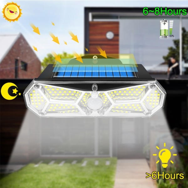 Sol Lys Udendørs Bevægelse Sensor 158LEDs IP65 Vandtæt Super Bright Solar Trådløs Væg Lampe