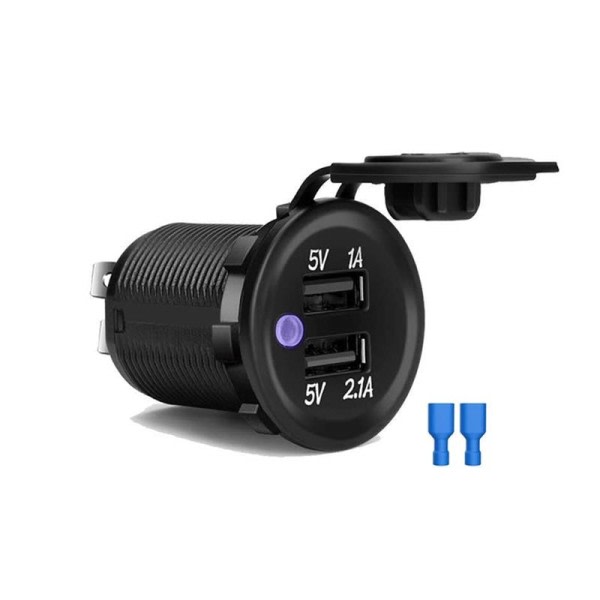Dobbelt USB Bil Oplader Socket Vandtæt 12V/24V QC3.0 USB ABS Hurtig Oplader Socket Strøm Udtag med Touch Switch