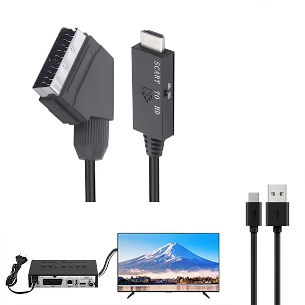 Scart Til Hdmi-kompatibel omformer kabel lyd video adapter