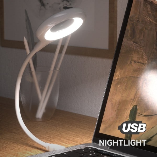 USB Direkte Plug Bærbar Lampe Sovesal Nattbord Lampe Øyebeskyttelse Student Studier Lese Natt Lys