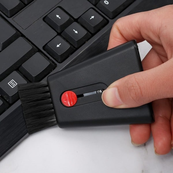 2i1 Rengøring Børste Computer Skærm Tastatur Renser med Skærm Aftørring Trækkelig Dobbelt Hoved Laptop  Støv Fjerner