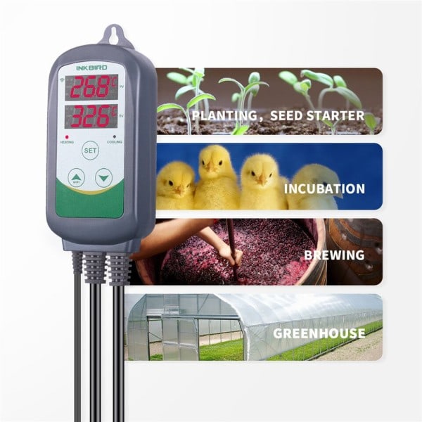 WIFI Digital Temperatur Kontroll 2-stegs Uttag Termostat ITC-308-WIFI Med Värme/Cylning Kontroll Instrument