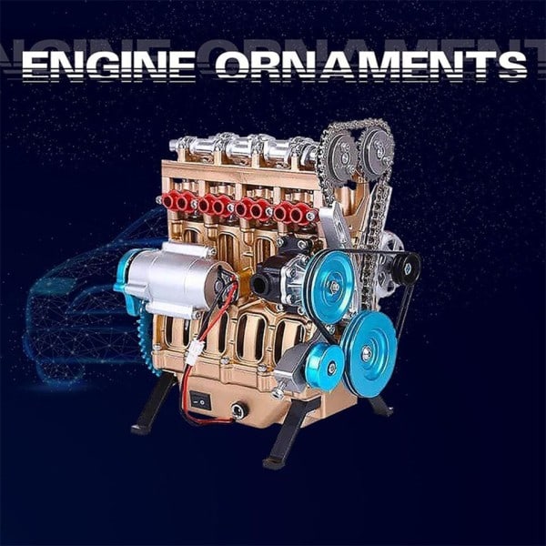 Ny mini montering bil montering inline fyrcylindrig motor modell kit leksaker