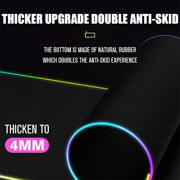 Stor lysende musemåtte RGB streamer LED gaming internet mus måtte