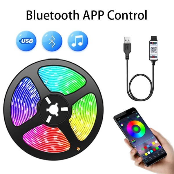 RGB 5050 Led nauha Light Bluetooth App Ohjaus 5V USB Led Teippi Joustava nauha diodi teippi